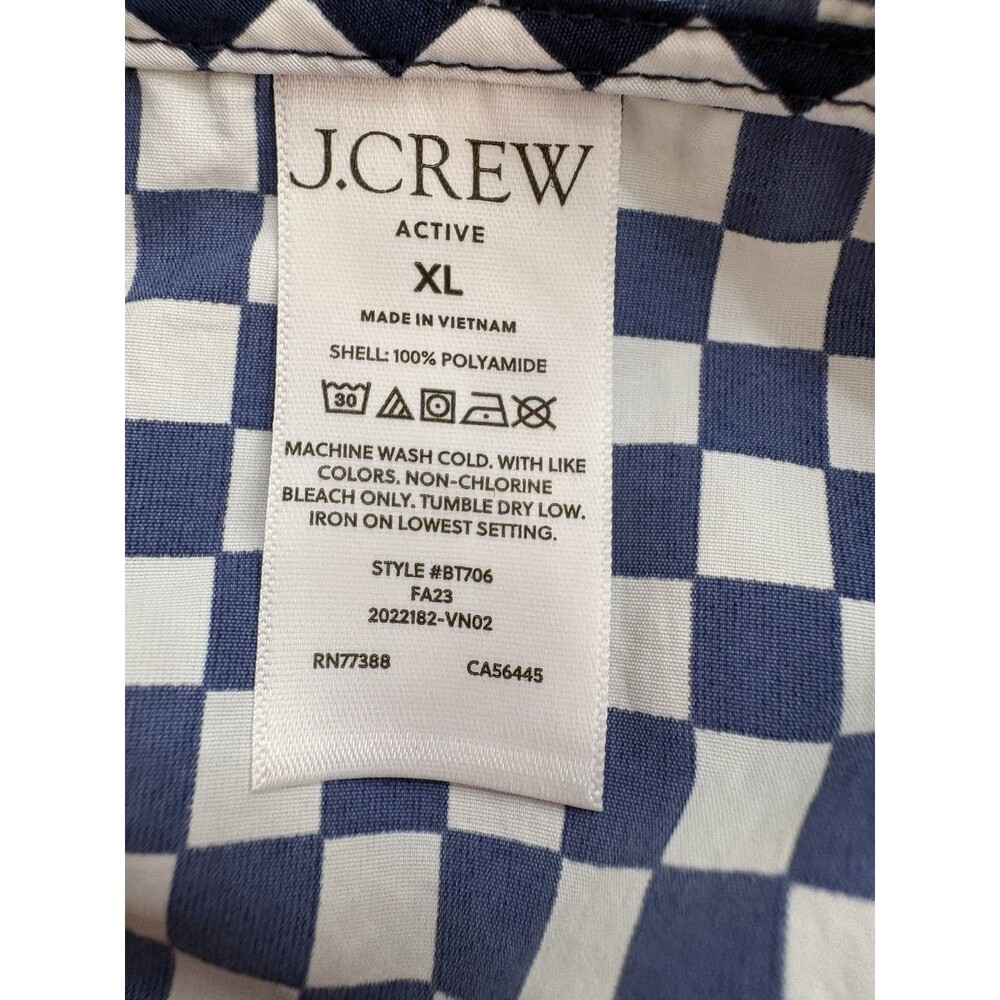 J. Crew NWT Navy White Anorak XL Checkerboard Active Woman Hooded Zipper Jacket - Picture 9 of 13